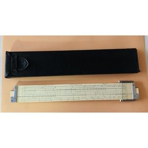 Vintage Slide Rule Dietzgen Plastic Multiplex Vector Type Log Leather Case USA
